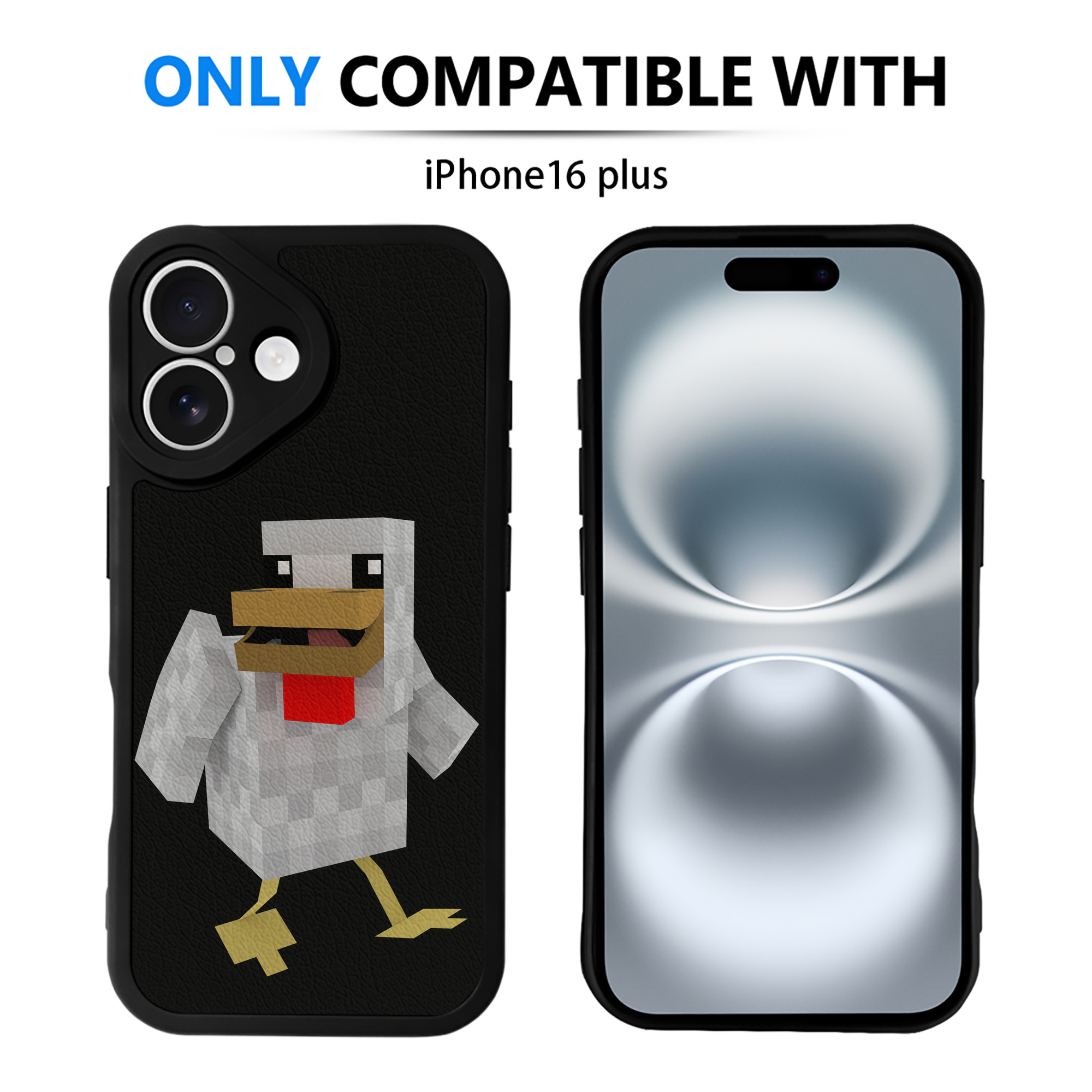 （画像用） マインクラフト ブロックの世界 Minecraft MC Block world 【iPhone 16シリーズ対応】シリコンスマホケース（レザー調） 材質：シリコン